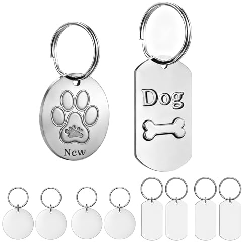 30 Stück Blanko-Hundemarken, personalisierbar, Namensschilder für Haustier-Katzen, Edelstahl-ID-Haustier-Halsbandanhänger, Metall-Schlüsselrohlinge, Schlüsselbeschriftungsanhänger für DIY-Set-Anhänger