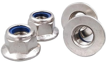 COQALINEX Tornillos autorroscantes de acero inoxidable, tuerca de seguridad de nailon con brida GB6183, tuerca de seguridad de nailon, M3, M4, M5, M6, M8, M10, M12