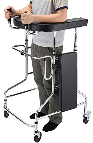Gehhilfe für Senioren Gehgestelle Rollator mit Armlehnen-Stützpolster - Aufrechte Haltungshilfe für ältere Menschen, Höhenverstellbarer Aufrechte Haltungsrollator mit 4 Rädern