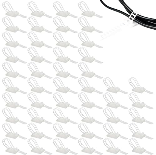 Kabel Mit Klebehalter Kabelclips,Kabelclip 50 StüCk,Nylonkabel Kabelhalter,Drahtclip Fasten Mit Starkem Klebeband Und Kabelmanagement,Kabelhalter Schraubbar,Ideal FüR Zuhause,BüRo Und Werkstatt