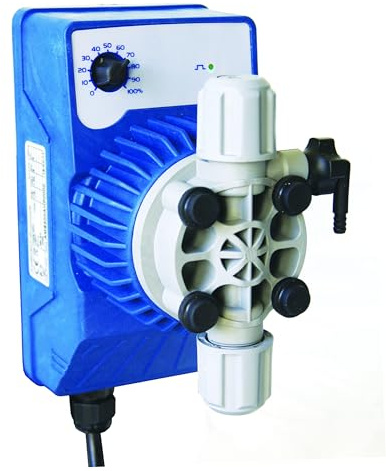 Bomba dosificadora analógica ORION 5 para hipoclorito, caudal 5 L/h, regulable, resistente a químicos, ideal para mantenimiento de piscinas, montaje sencillo