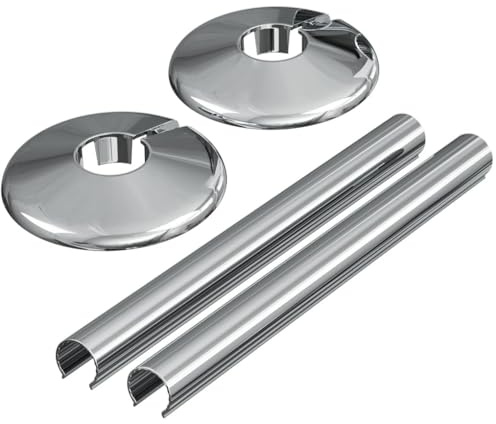 Corso Bathrooms Heizkörperrohrabdeckungen und -manschetten aus verchromtem Metall, 15 mm, 2 Stück