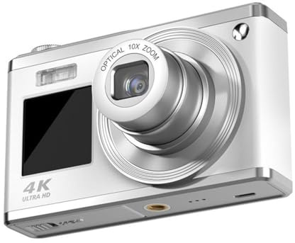 Fangxuee Obiettivo Telescopico 4K HD per Fotocamera Digitale A Doppio Schermo Ad Alta Definizione con Zoom Ottico 16x, Impermeabile, Fotocamera per Selfie con Funzione di Bellezza.
