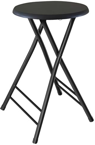 Generico Sgabello Pieghevole sin Respaldo, 60/70 cm Silla de Sedia Plegable de Metal para Adultos, Cojín Madera, Capacidad 110 kg(24 inch(60cm))