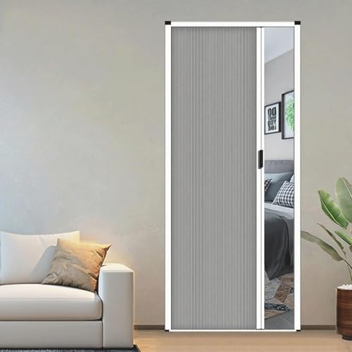 Ziehharmonika-Schiebetüren – einziehbare Ziehharmonikatür mit Griff, Zellstoff, Raumteiler für Schlafzimmer, Badezimmer, Küche, Büro und Wohnmobil, Weiß, 132 x 190 cm (B x H)