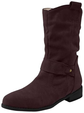 Generisch 2025 Botines Mujer Botines Mujer Moda Ante Tacón Bajo Botines Casual Botines Casual Zapatos Cómodos de Invierno Diario, marrón, 37 EU
