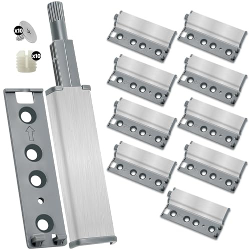 Leyrens Serranda per porte push-to-open, 10 pezzi acciaio inox touch latch close damper buffer, ante chiusura magnetico, per chiusura ammortizzata serratura e ante armadietti cassetti
