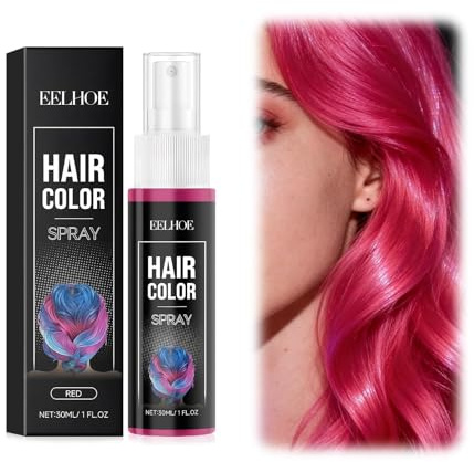 Haarspray Farbe,Haarfarbe Spray,Temporäre Haarfarbe,Natürliche Haartönung | Farbiges Hair Dye, Gefärbtes Haarspray, Schnelle Haarfärbung, Auswaschbar, Haar Colorationen für Party Halloween (Rot)