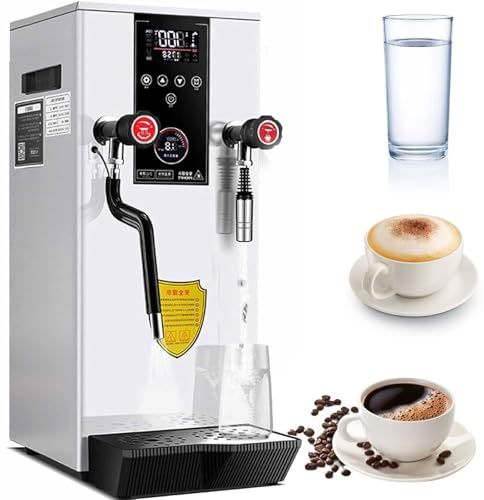 Montalatte, vapore continuo commerciale, macchina per acqua bollente a vapore automatico da 2500 W, 3,2 galloni, 2 lance, temperatura controllabile, schiumatore elettrico per caffè, latte, l