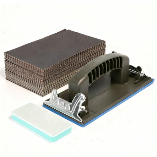 Carta Vetrata P120 Set 42 Pezzi con Supporto, Carta Abrasiva per Legno, Metallo e Muri, Utilizzo a Secco e Acqua, Compatibile con Levigatrice Orbitale e Manuale