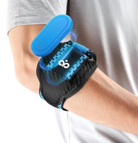 INDEEMAX Tennis Elbow Support Strap for Men Women, Adjustable Golfers & Tennis Elbow Support with Silicone Pads, Elbow Brace for Elbow Pain Relief, Fits Left & Right Arm for Sports & Daily (Blue)