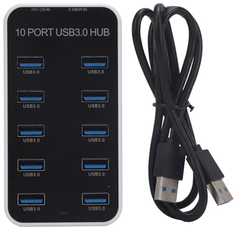 Omquot Data Hub USB 3.0 Expander 10 Portar Snabb Dataöverföring för Stationär Bärbar Dator och Spelkonsol ABS