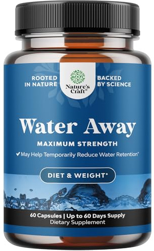 Natural Diuretic Water Away Pills Vitamin B6 Potassium & Dandelion Root Extract Water Retention Anti-Bloating and Swelling Capsules Weight Loss for Women & Men with Antioxidant Green Tea - 60 Count