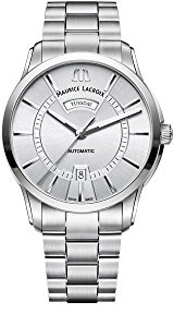 Maurice Lacroix Pontos Day Date Automatik Uhr, ML 115, Silber, 41mm, Stahlband