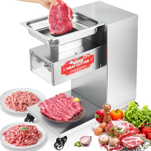 NEWTRY Commercial Meat Cutter Cutting Machine 1102LBS/H 550W Electric Stainless Steel QE Fresh Meat Shredded Slicer Processing Machine (220V, 7mm Blade)