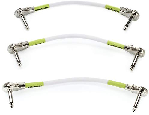 Ernie Ball Patchkabel, beidseitig flach gewinkelt, 15,24 cm, 3er-Pack, Weiß