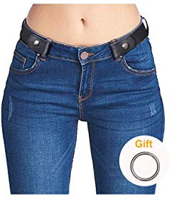 SUOSDEY Inget spänne, osynligt elastiskt midjebälte för damer för kvinnor män stretchbälte för jeans klänningsbyxor upp till 122 cm, 02-Svart, Suit Waist 24-34