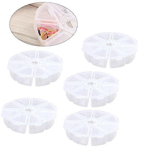 Supvox 5 Stück – 6 Raster klar Rund Handwerk Edelsteine Perlen Display Aufbewahrung Box Organizer Trennwand Schmuckbox Nähkasten