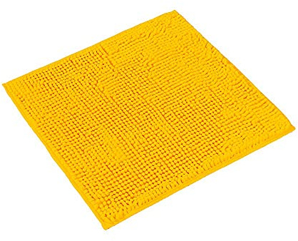 PANA fluffig WC matta utan urtag • chenille badmatta i olika delar Färger och storlekar • Badmatta halkfri och tvättbar • 45 x 45 cm • Färg: Gul