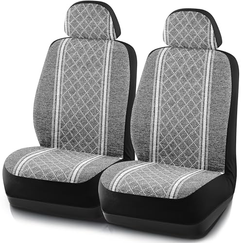 Road Comforts Baja Blanket Seat Covers Gray Diamond Bucket Seat Covers Low Back - Jacquard Fabric, Airbag Compatible, Universal Fit for Cars, Trucks, SUVs, and Vans