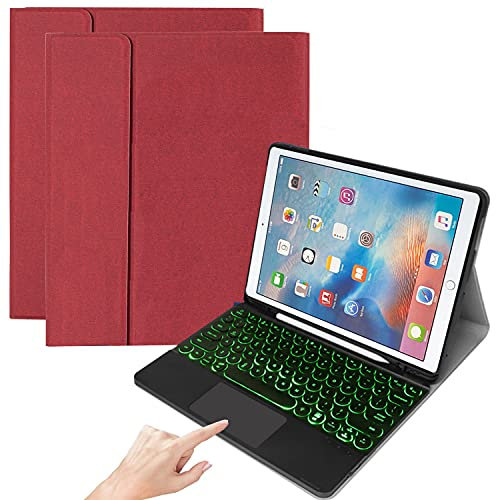 QYiD Funda con teclado para iPad Mini 5ª y iPad Mini 4ª Funda inteligente con teclado retroiluminado Bluetooth desmontable para iPad Mini 7.9, incluye soporte para lápiz integrado, color rojo
