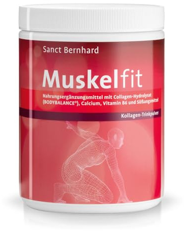 Sanct Bernhard Muskelfit Kollagen-Trinkpulver, mit Collagen-Hydrolysat (BODYBALANCE®), Calcium & Vitamin B6, 500g