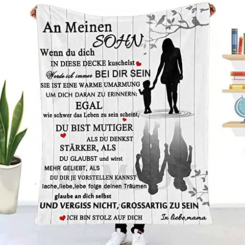 WJMSDK Personalisierte Geschenke Decke für Sohn von Mama, Mutter Sohn Geschenk, Kuscheldecke An Meine Sohn von Mama, Junge Geburtstags Weihnachten Abschluss-Geschenke