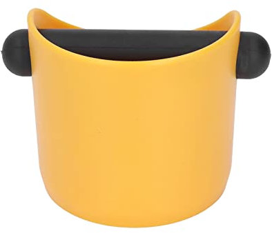 PENO Coffee Grind Dump Bin, Coffee Knock Box Container, Reduce Noise Non Slip Compact Plastic Coffee Knock Box Dishwasher Safe for Restaurant Yellow