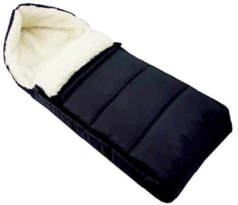 BAMBINIWELT Vinteråkpåse babyåkpåse med dragkedja, gosig påse, åkpåse för barnvagn, buggy, tvättbar, universell 108 cm (svart fodrad)