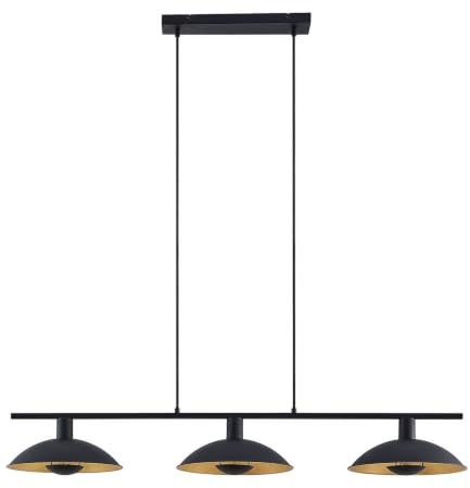 Lindby lámpara colgante en negro, oro, luminaria suspendida | e14, 3 bombillas, moderno para sala de estar, salón, cocina, comedor