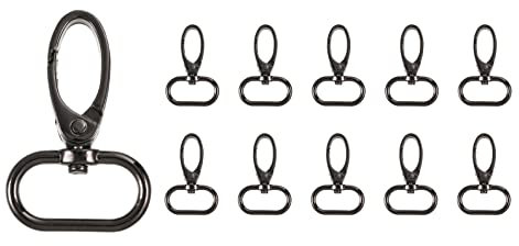 10 Stück Schlüsselanhänger Karabiner, Karabinerhaken Drehbar Metall Schiebeschnalle für Schlüsselring Handtasche Karabiner Haken Gurtbänder Haustierleinen(Pistole schwarz, 25mm)