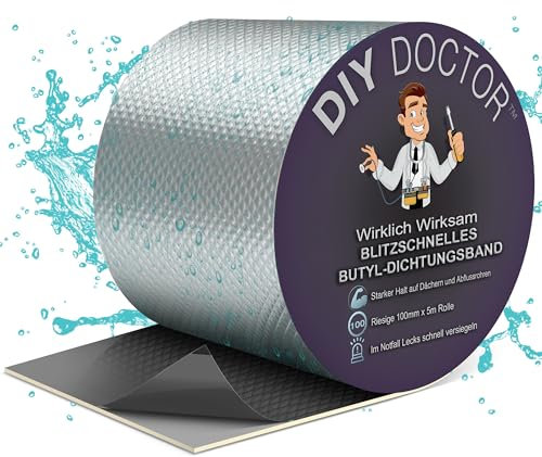 DIY Doctor Waterproof Tape for Leaks – 1 Pack of 100mm x 5m - Butyl Roof Sealant Tape - Outdoor Waterproof Repair Tape with Aluminium Foil