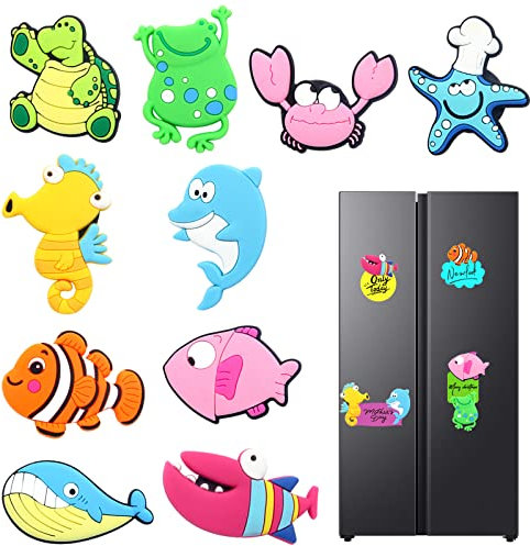 10 Piezas imanes Nevera Animales,imanes Nevera niños,Diseño con Motivos de Animales Marinos,para Usar en neveras o pizarras magnéticas