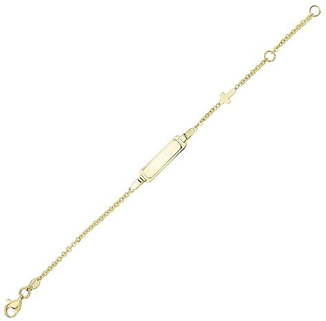 JC Schmuck 585 Gold Baby ID-Armband Kinder Goldarmband mit Kreuz | 14 cm Armband mit Gravur Taufarmband Gold Namensarmband I Babyarmband mit Namen I Kinderschmuck made in Germany I 8477