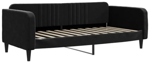 vidaXL Dagbädd svart 90x200 cm sammet, bädd soffa, soffa, utdragbar soffa, bädd soffor, soffor, utdragbara soffor, gästsäng, gästsängar, dagbädd