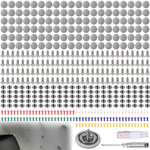 120 Stück Dachhimmel Reparatur Set, KFZ Reparatur Nieten, Auto Dachhimmel Repair Knopf, Auto Dach Nieten mit 1 Schraubendreher 1 Maßband 1 Kunststoffbox, Autohimmel Reparieren für Alle Autos