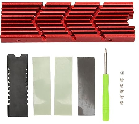 Annadue Dissipatore di Calore M.2, Dissipatore di Calore SSD NVMe 2280 in Lega di Alluminio con Pad Termico in Silicone per PC per PS5 M.2 PCIE NVMe SSD o M.2 SATA SSD