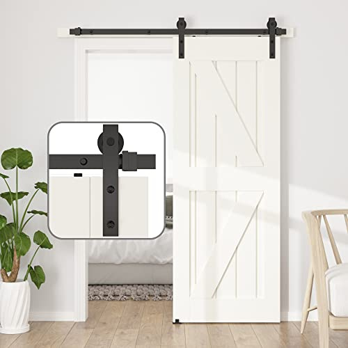 SANKEYTEW 122cm/4ft Wood Barn Door Kit, Heavy Duty Sliding Door Track (1 * 4ft Rail)