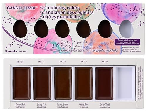 Kuretake Gansai Tambi Japanisches Aquarellfarben-Sets, traditionell (Granulating colors)