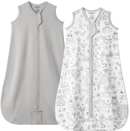 Mosebears Schlafsack Baby Sommer Schlafsack 0.5 Tog Babyschlafsack 100% Baumwolle atmungsaktiv Babyschlafsack (2pack-Grau, S(0-6 Months))