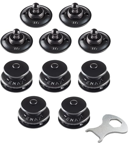 Tenax Knöpfe schwarz 5 Oberteile + 5 Unterteile Stoffschrauben + 1 TENAX-Schlüssel
