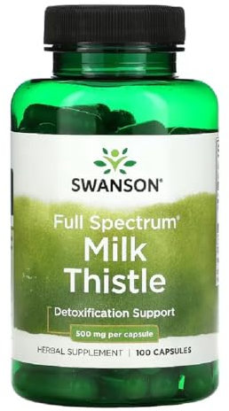 Swanson - Full Spectrum Milk Thistle 500mg - Chardon-Marie | Soutien Naturel pour la Fonction Hépatique et la Détoxification - 100 Capsules