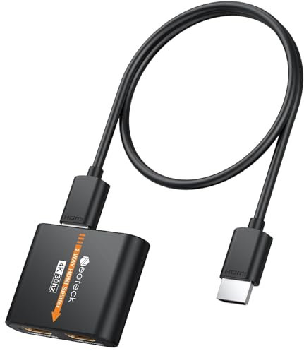 Neoteck Splitter HDMI 1 in 2 Out Supporto 3D e 4K x 2K (30hz) 1x2HDMI Splitter per Doppio Monitor Duplicato/Mirror con cavo HDMI da 0,5M Compatibile per Utenti Familiari Appassionati di Videogiochi