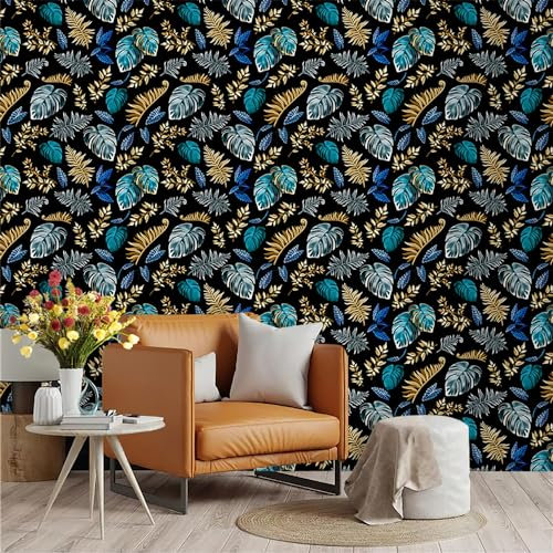 Selbstklebende Tapete Pfau Blau Braun Strukturtapete Wandtattoo Schlafzimmer Tapete Selbstklebend Vliestapete Wallpaper for Living Room Tapeten Wandschutzfolie 45x300cm