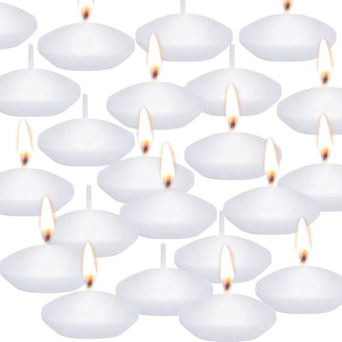 20 Stück Schwimmkerzen Weiss Unparfümiert für Hochzeit, Pool, Valentinstag, Weihnachten Deko - Floating Candles (Weiß)