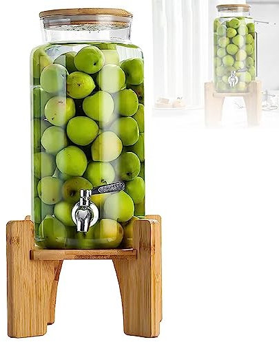 KLYDBMYT Dispensador de Agua de Vidrio de 4 litros con Tapa de Soporte Dispensador de Bebidas de Gran Capacidad para Oficina, Camping y más
