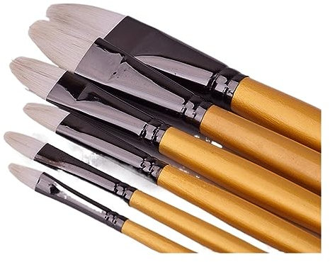 MOKLYF Pferdehaar-Malpinsel mit langem Holzstab, 6-TLG. Wasserkreide-Set, Pinsel, Künstlerbedarf, Zeichenmaterialien(