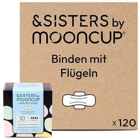 &SISTERS by Mooncup® Binden mit Flügeln für starke Blutungen, 100% Bio-Baumwolle, 120 Stück