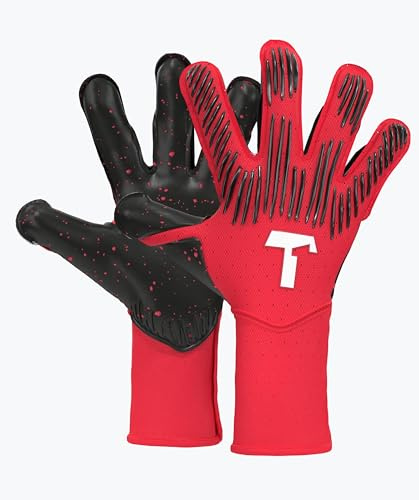 T1TAN Rebel 2.0 Solar Red (FP) - Torwarthandschuhe Herren - Profi Fussballhandschuhe Erwachsene & Jugendliche - Die Handschuhe für Fußball und jeden Torwart - Mit Fingerschutz - Größe 6