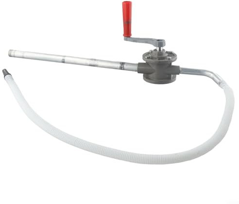 Pompe à manivelle rotative en aluminium - 15 l/min - Longueur du tube réglable - Polyvalente pour diesel, huile, liquide hydraulique, aluminium/plastique
